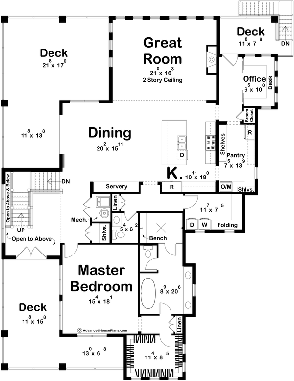 House Plan Design - Beach Floor Plan - Upper Floor Plan #455-744