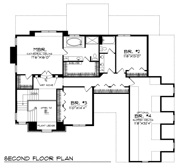 Traditional Floor Plan - Upper Floor Plan #70-440