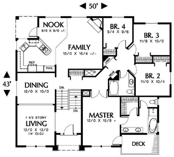 Dream House Plan - Traditional Floor Plan - Main Floor Plan #48-203