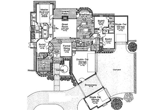 Floor Plan - Main Floor for European House Plan #310-235 - 4 bed, 3.5 bath
