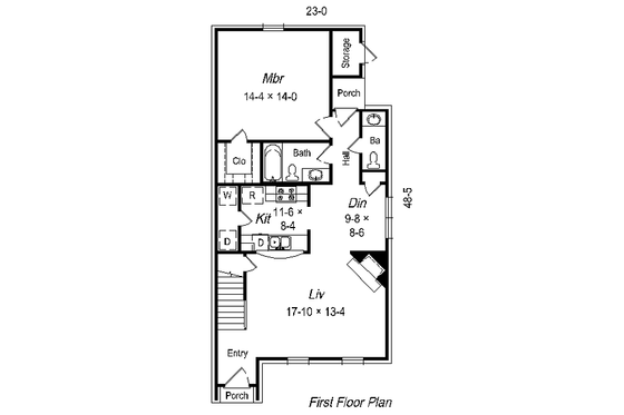 Floor Plan - Main Floor for European House Plan #329-204 - 3 bed, 2 bath