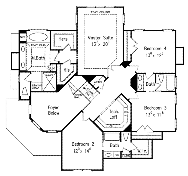 House Design - Traditional Floor Plan - Upper Floor Plan #927-517