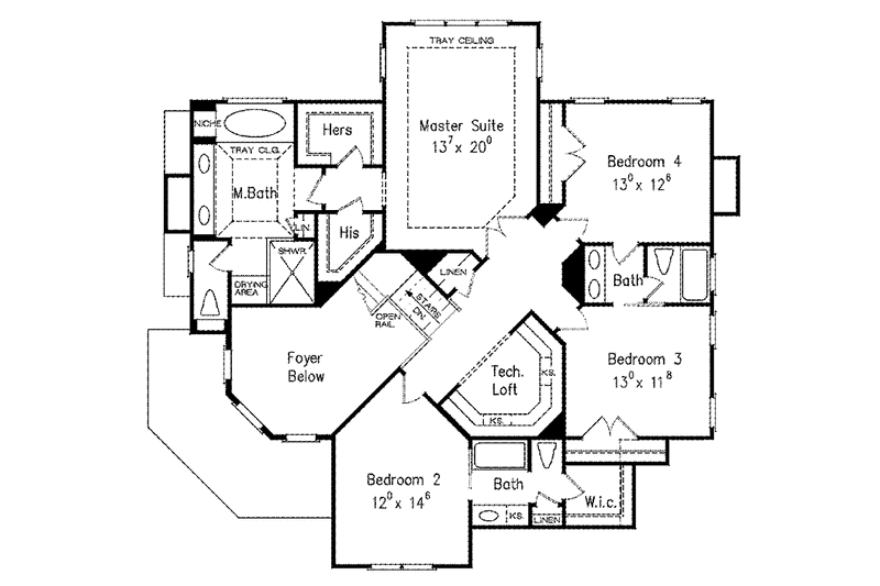Home Plan - Floor Plan - Upper Floor for Traditional House Plan #927-517 - 4 bed, 3.5 bath