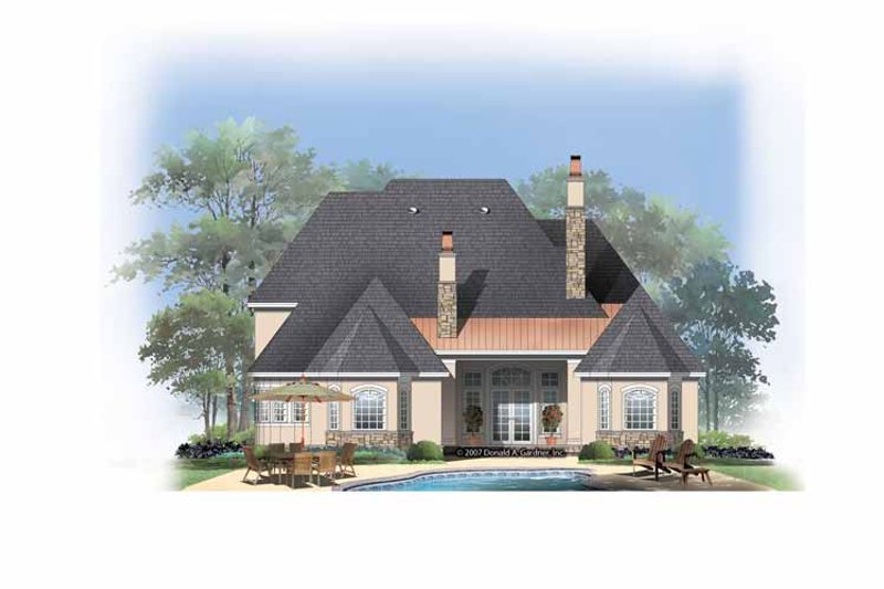Home Plan - Exterior - Rear Elevation 1 for European House Plan #929-834 - 5 bed, 4 bath