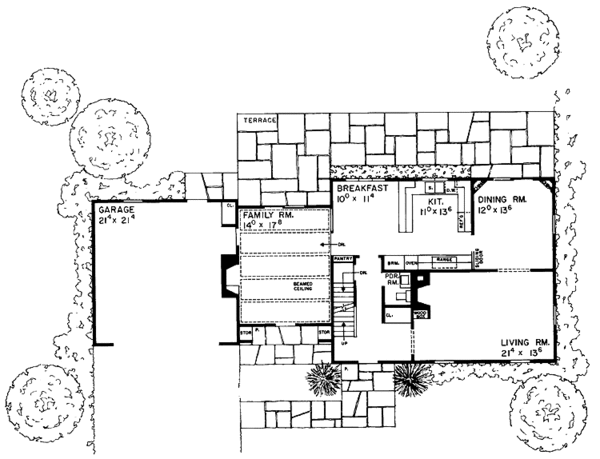 House Blueprint - Colonial Floor Plan - Main Floor Plan #72-582