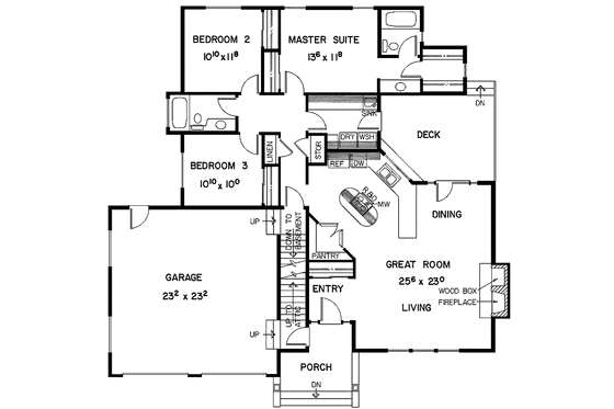 Floor Plan - Main Floor for Ranch House Plan #60-715 - 3 bed, 2 bath