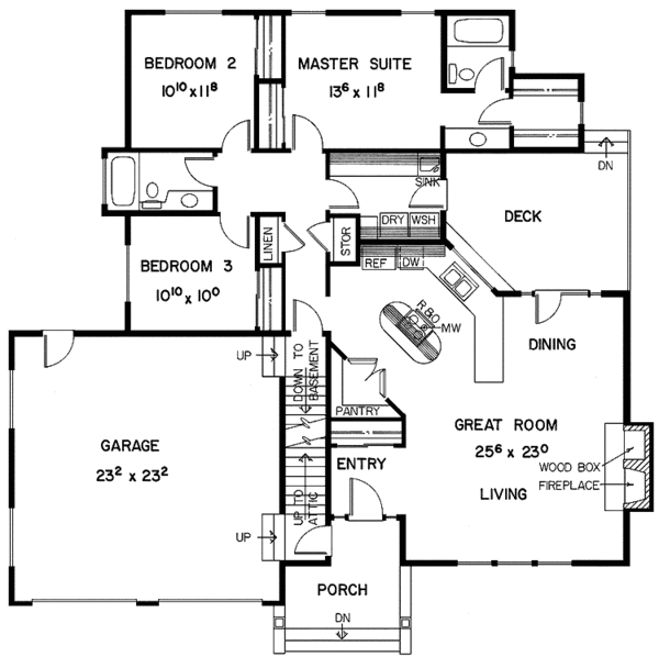Architectural House Design - Ranch Floor Plan - Main Floor Plan #60-715
