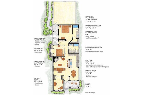 Floor Plan - Main Floor for Country House Plan #410-3560 - 2 bed, 2 bath