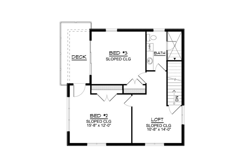 House Design - Floor Plan - Upper Floor for Contemporary House Plan #1064-354 - 2 bed, 1 bath