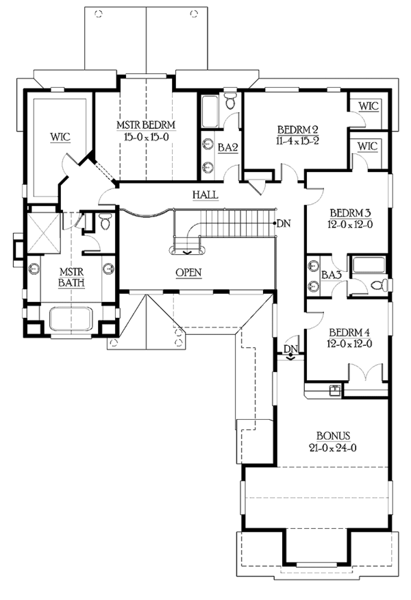 Architectural House Design - Craftsman Floor Plan - Upper Floor Plan #132-470