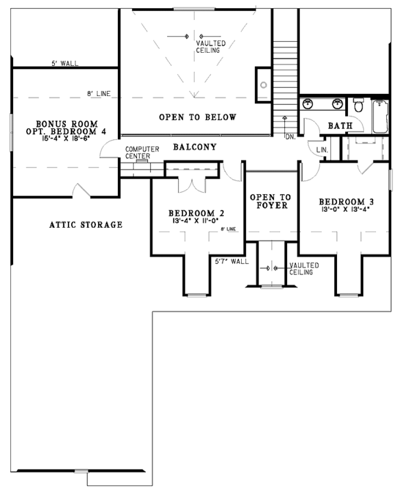 House Design - Country Floor Plan - Upper Floor Plan #17-3043