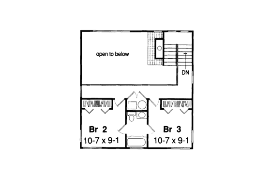 Floor Plan - Upper Floor for Contemporary House Plan #312-587 - 3 bed, 2 bath