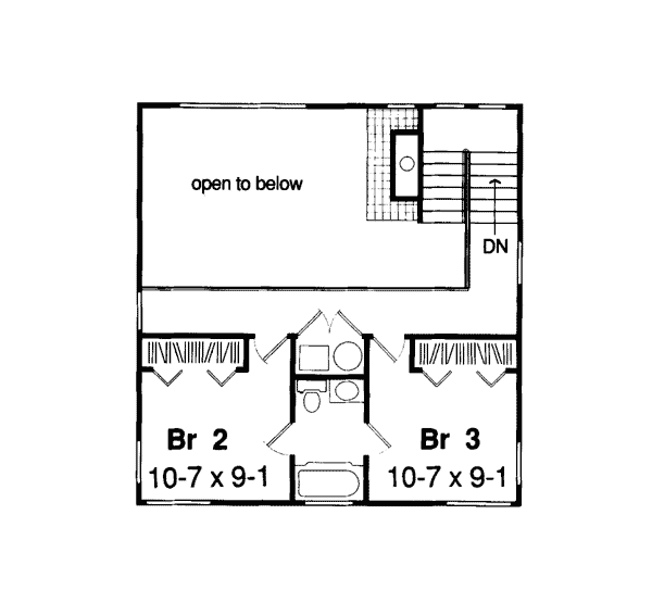Floor Plan - Upper Floor for Contemporary House Plan #312-587 - 3 bed, 2 bath