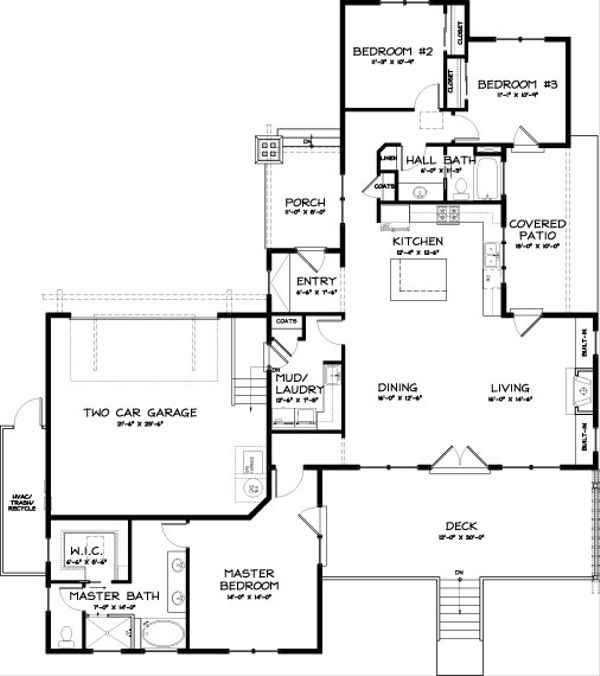 Architectural House Design - Craftsman Floor Plan - Main Floor Plan #434-21
