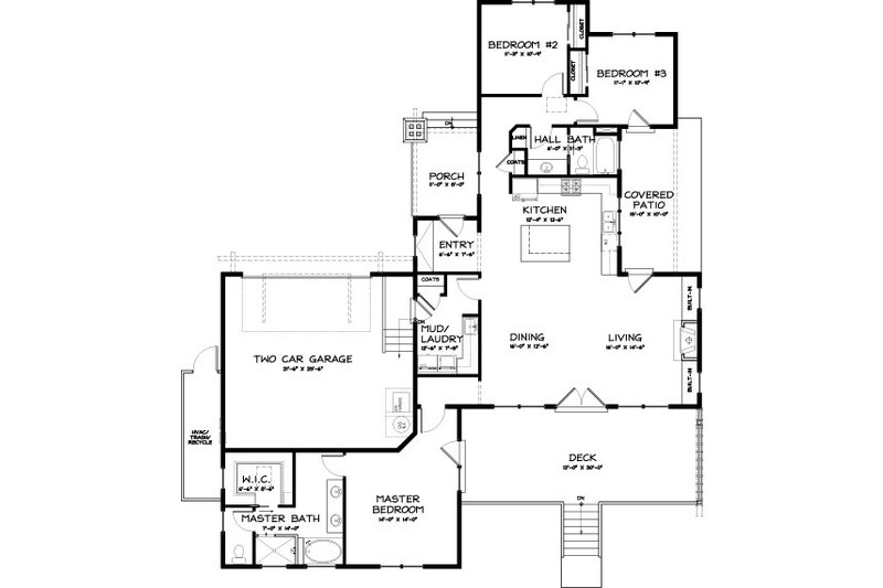 Dream House Plan - Floor Plan - Main Floor for Craftsman House Plan #434-21 - 3 bed, 2 bath