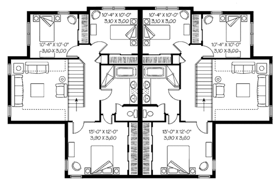 Floor Plan - Upper Floor for Country House Plan #23-2355 - 6 bed, 4 bath