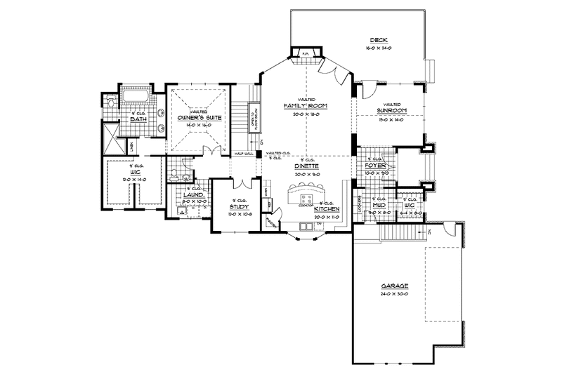 Home Plan - Floor Plan - Main Floor for Ranch House Plan #51-673 - 3 bed, 2.5 bath