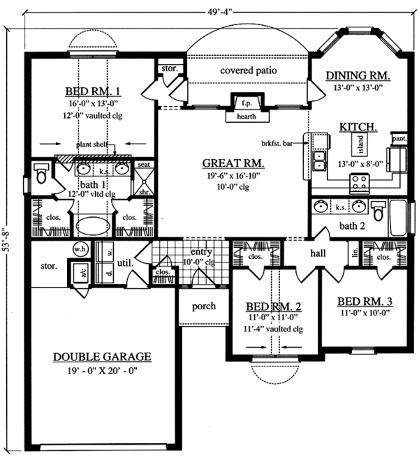 Architectural House Design - Country Floor Plan - Main Floor Plan #42-678