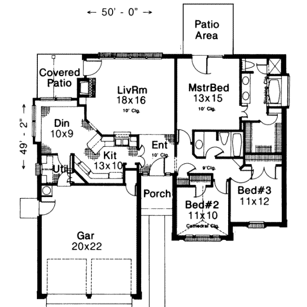 Floor Plan - Main Floor for Traditional House Plan #310-121 - 3 bed, 2 bath