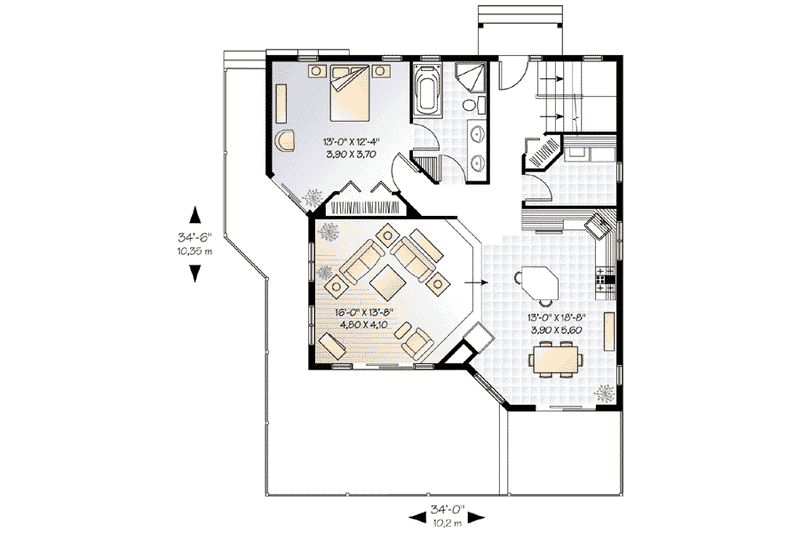 Dream House Plan - Floor Plan - Main Floor for Modern House Plan #23-423 - 3 bed, 2 bath