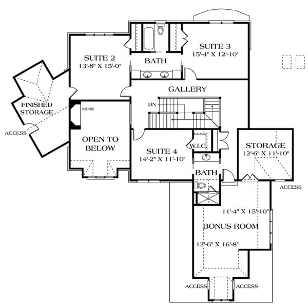 House Blueprint - Craftsman Floor Plan - Upper Floor Plan #453-572