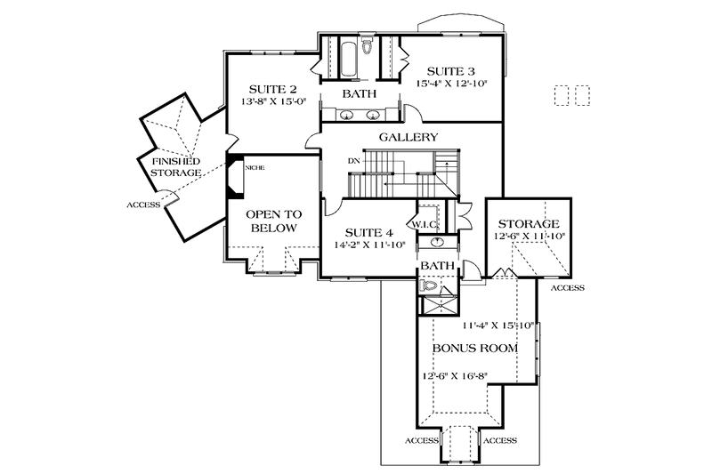 Home Plan - Floor Plan - Upper Floor for Craftsman House Plan #453-572 - 4 bed, 4.5 bath