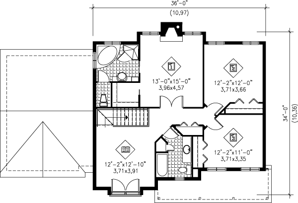 European Floor Plan - Upper Floor Plan #25-2074