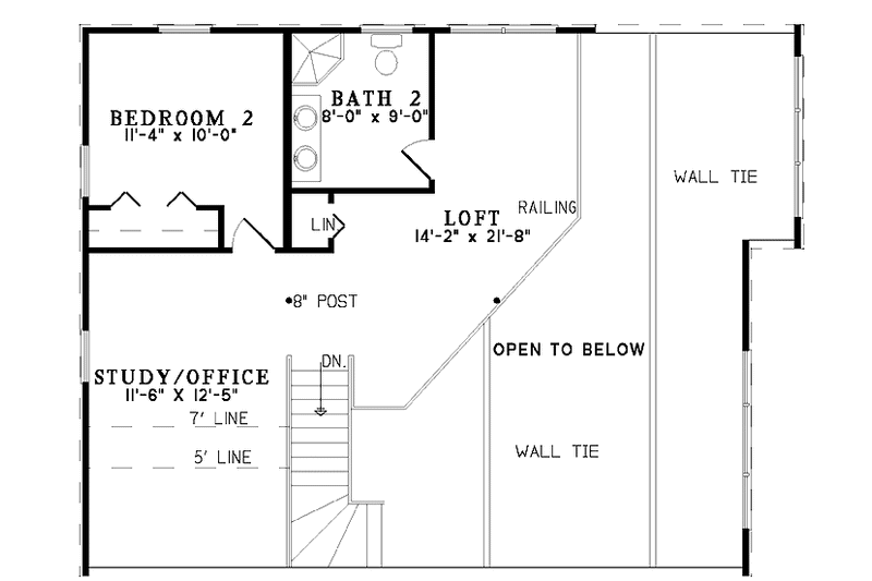 Home Plan - Floor Plan - Upper Floor for Log House Plan #17-3217 - 2 bed, 2 bath