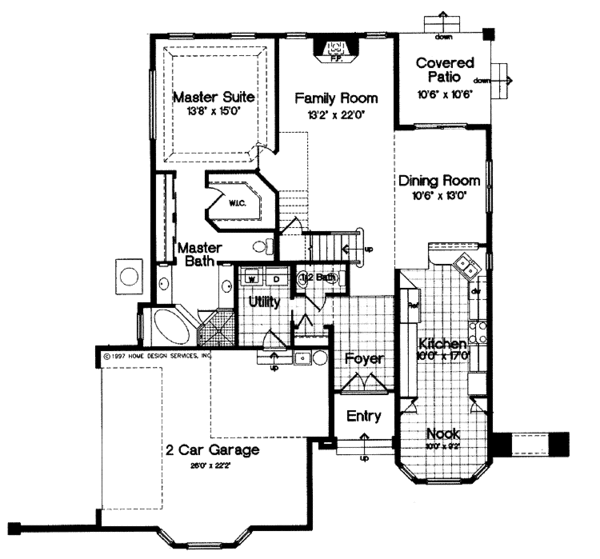 Architectural House Design - Mediterranean Floor Plan - Main Floor Plan #417-673