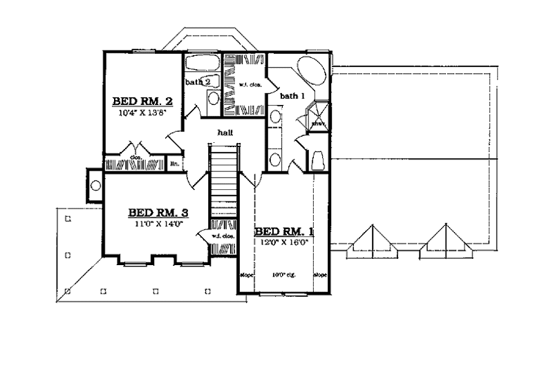 Home Plan - Floor Plan - Upper Floor for Country House Plan #42-424 - 3 bed, 2.5 bath