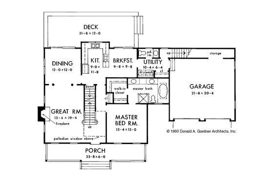 Floor Plan - Main Floor for Country House Plan #929-67 - 3 bed, 2.5 bath