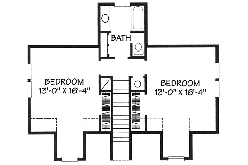 Architectural House Design - Floor Plan - Upper Floor for Country House Plan #140-183 - 3 bed, 2 bath
