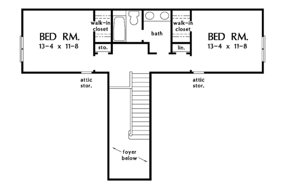 Floor Plan - Upper Floor for Tudor House Plan #929-613 - 3 bed, 2.5 bath