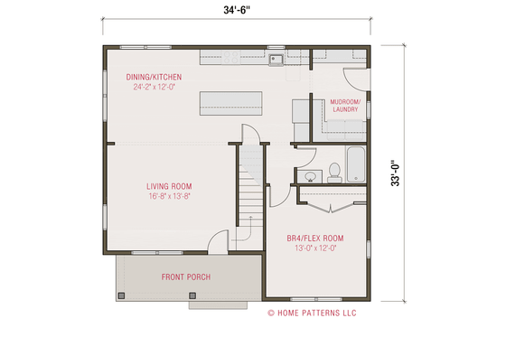 Floor Plan - Main Floor for Farmhouse House Plan #461-102 - 4 bed, 3 bath