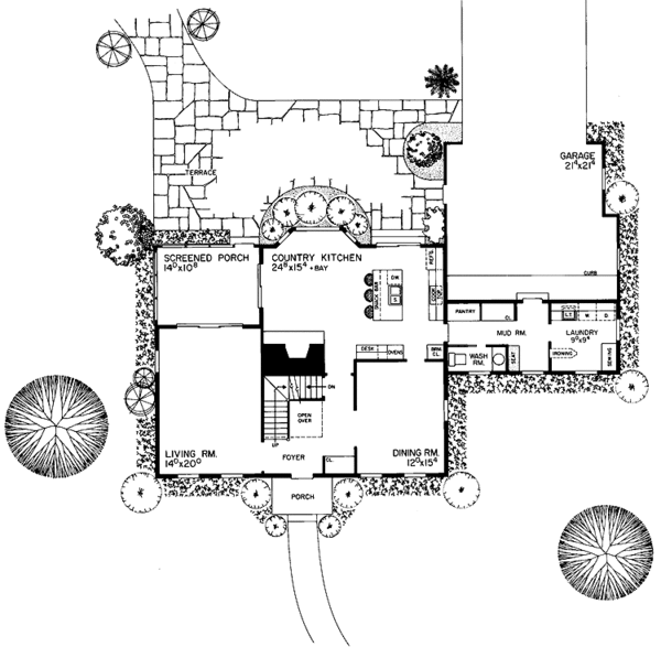 Architectural House Design - Colonial Floor Plan - Main Floor Plan #72-695