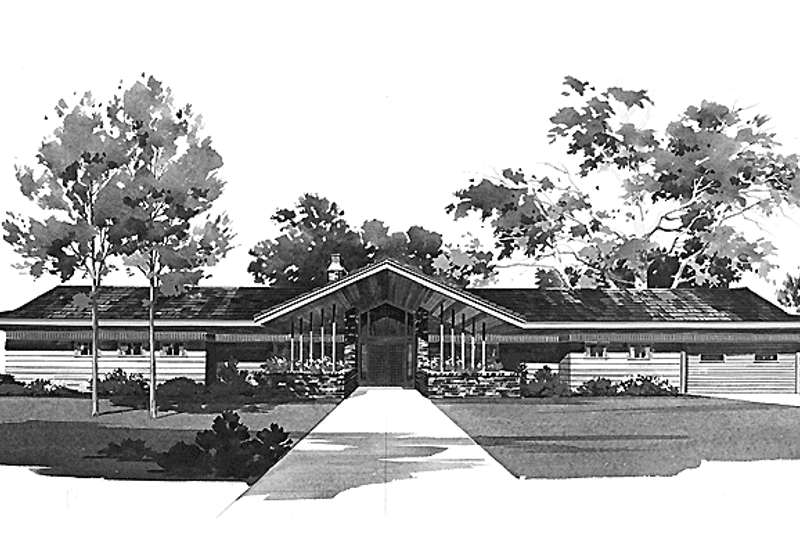 House Blueprint - Ranch Exterior - Front Elevation Plan #72-609