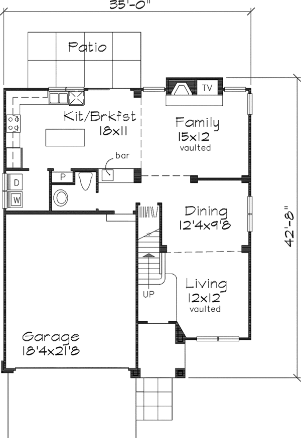 Architectural House Design - Traditional Floor Plan - Main Floor Plan #320-609