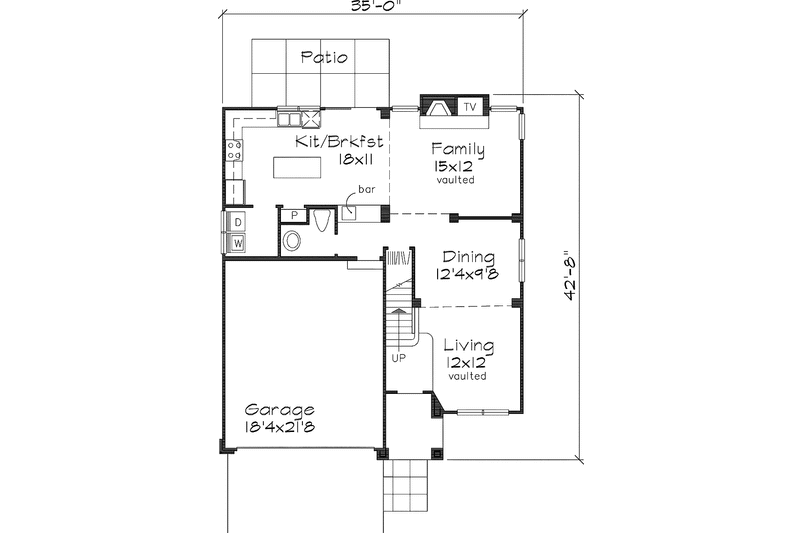 Home Plan - Floor Plan - Main Floor for Traditional House Plan #320-609 - 2 bed, 2.5 bath