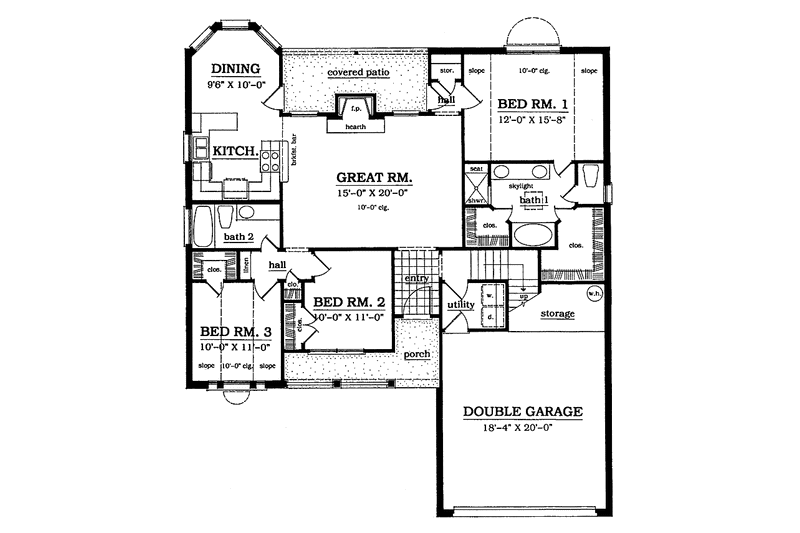 Dream House Plan - Floor Plan - Main Floor for Country House Plan #42-469 - 3 bed, 2 bath