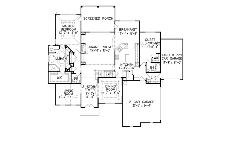 Dream House Plan - Floor Plan - Main Floor for European House Plan #54-421 - 4 bed, 4.5 bath