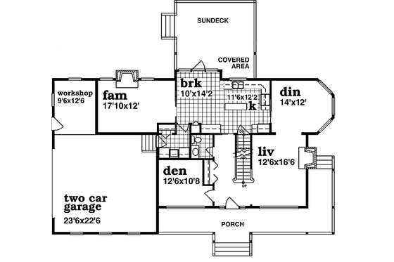 Floor Plan - Main Floor for Traditional House Plan #47-426 - 4 bed, 2.5 bath