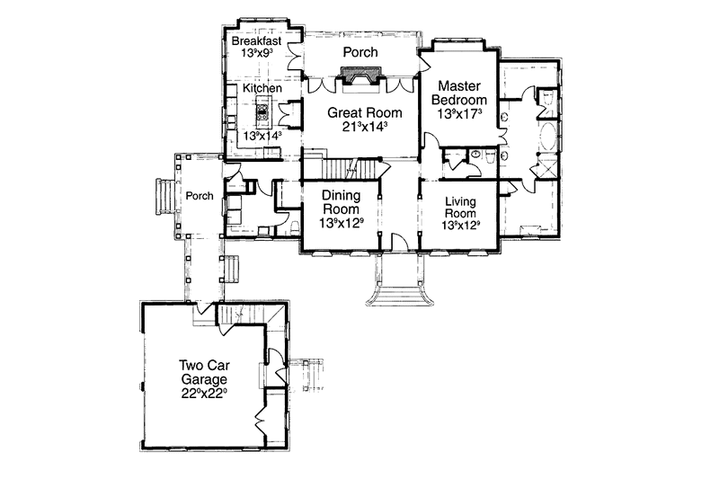 Home Plan - Floor Plan - Main Floor for Classical House Plan #429-209 - 4 bed, 3.5 bath
