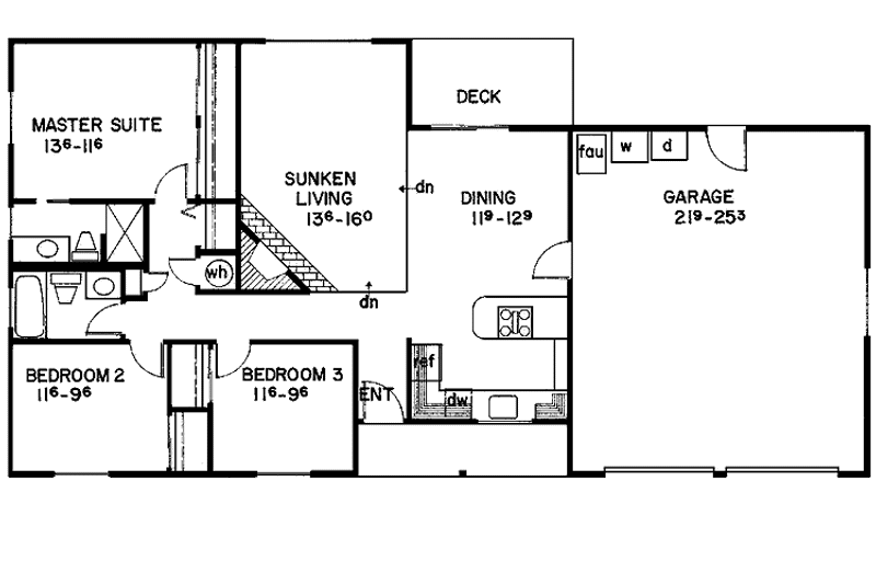Architectural House Design - Floor Plan - Main Floor for Contemporary House Plan #60-667 - 3 bed, 2 bath