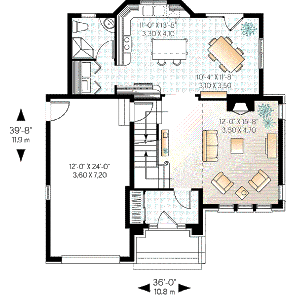 European Style House Plan 3 Beds 2 Baths 1727 Sq/Ft Plan