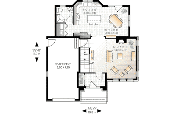 Floor Plan - Main Floor for European House Plan #23-360 - 3 bed, 2 bath