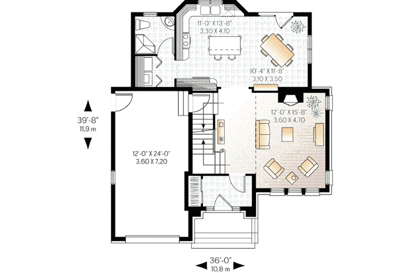 Home Plan - Floor Plan - Main Floor for European House Plan #23-360 - 3 bed, 2 bath