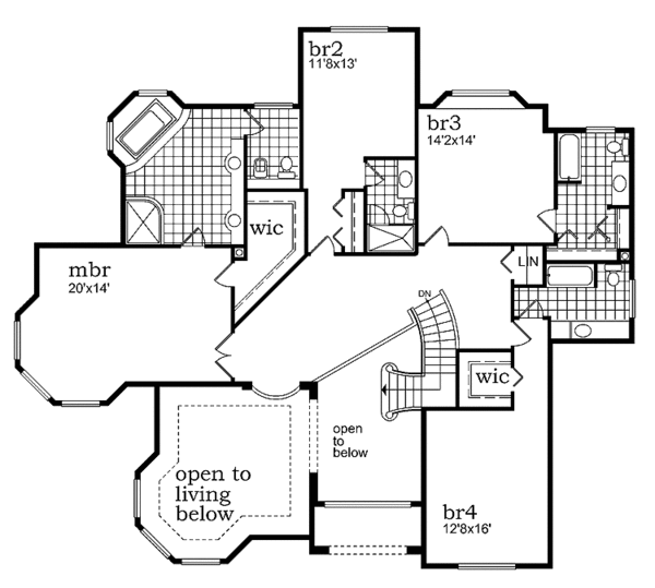 Architectural House Design - Mediterranean Floor Plan - Upper Floor Plan #47-1017
