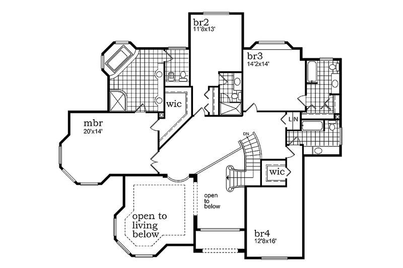 Home Plan - Floor Plan - Upper Floor for Mediterranean House Plan #47-1017 - 4 bed, 4.5 bath