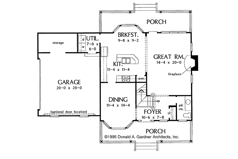 House Blueprint - Floor Plan - Main Floor for Farmhouse House Plan #929-241 - 3 bed, 2.5 bath