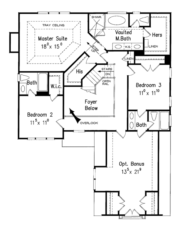 House Plan Design - Colonial Floor Plan - Upper Floor Plan #927-891
